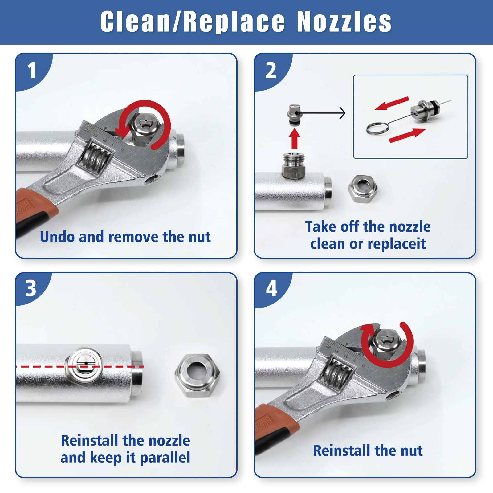 janz accessories laid out including wands nozzles and maintenance tools