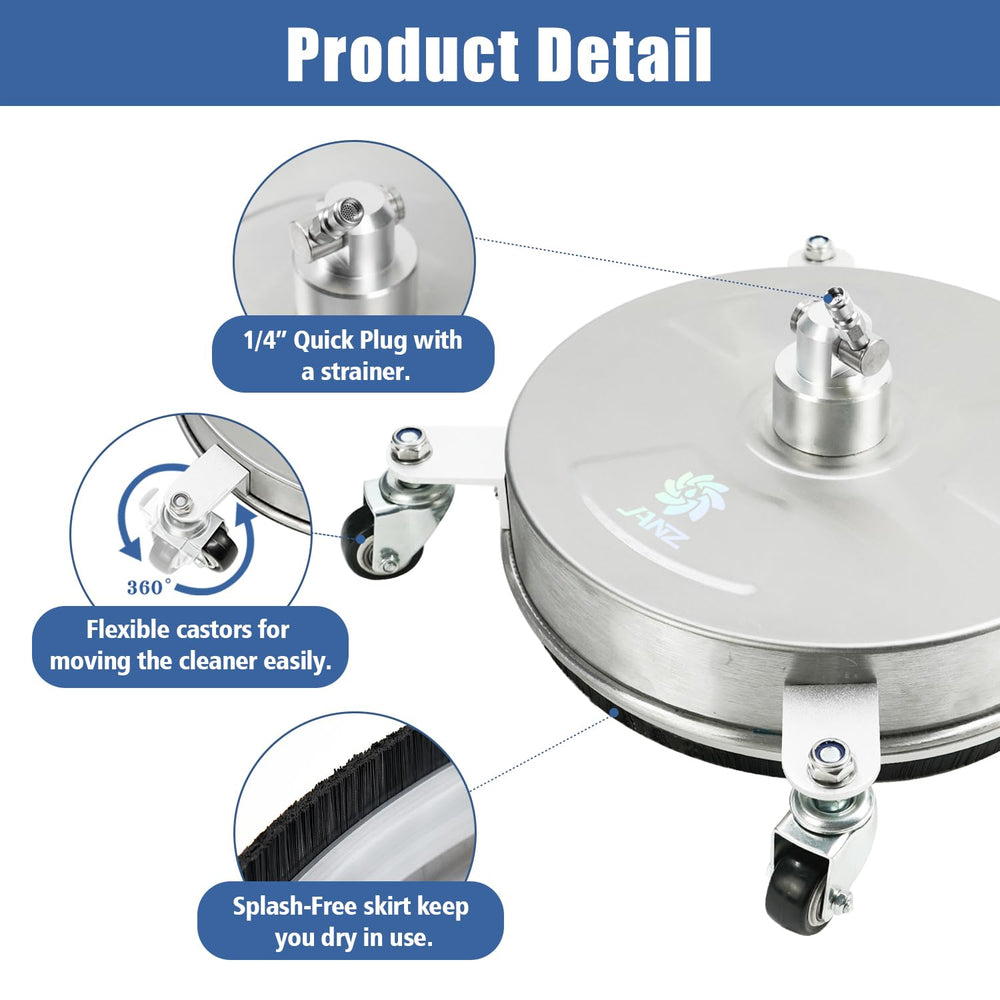 janz rotating dual nozzles detail showing fast even agitation for grime removal