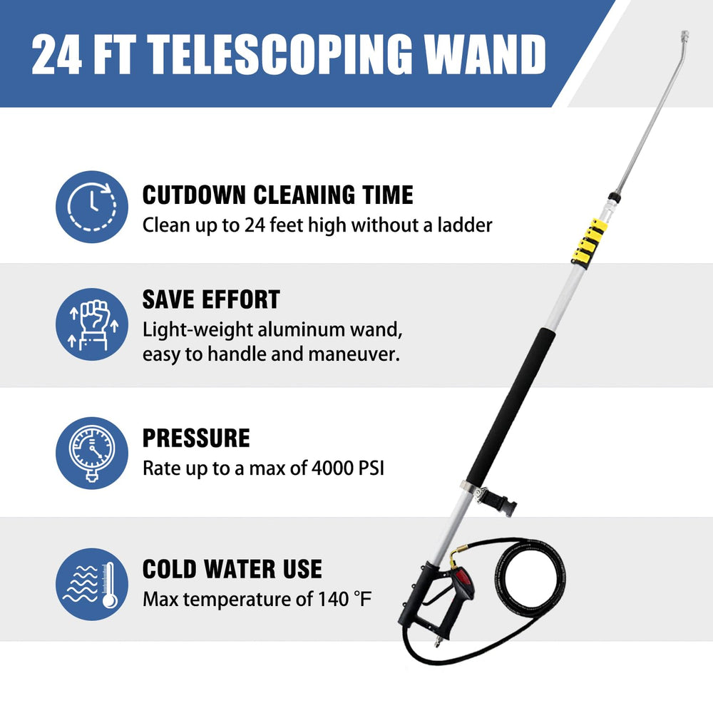 janz telescoping lance fully extended reaching high eaves safely