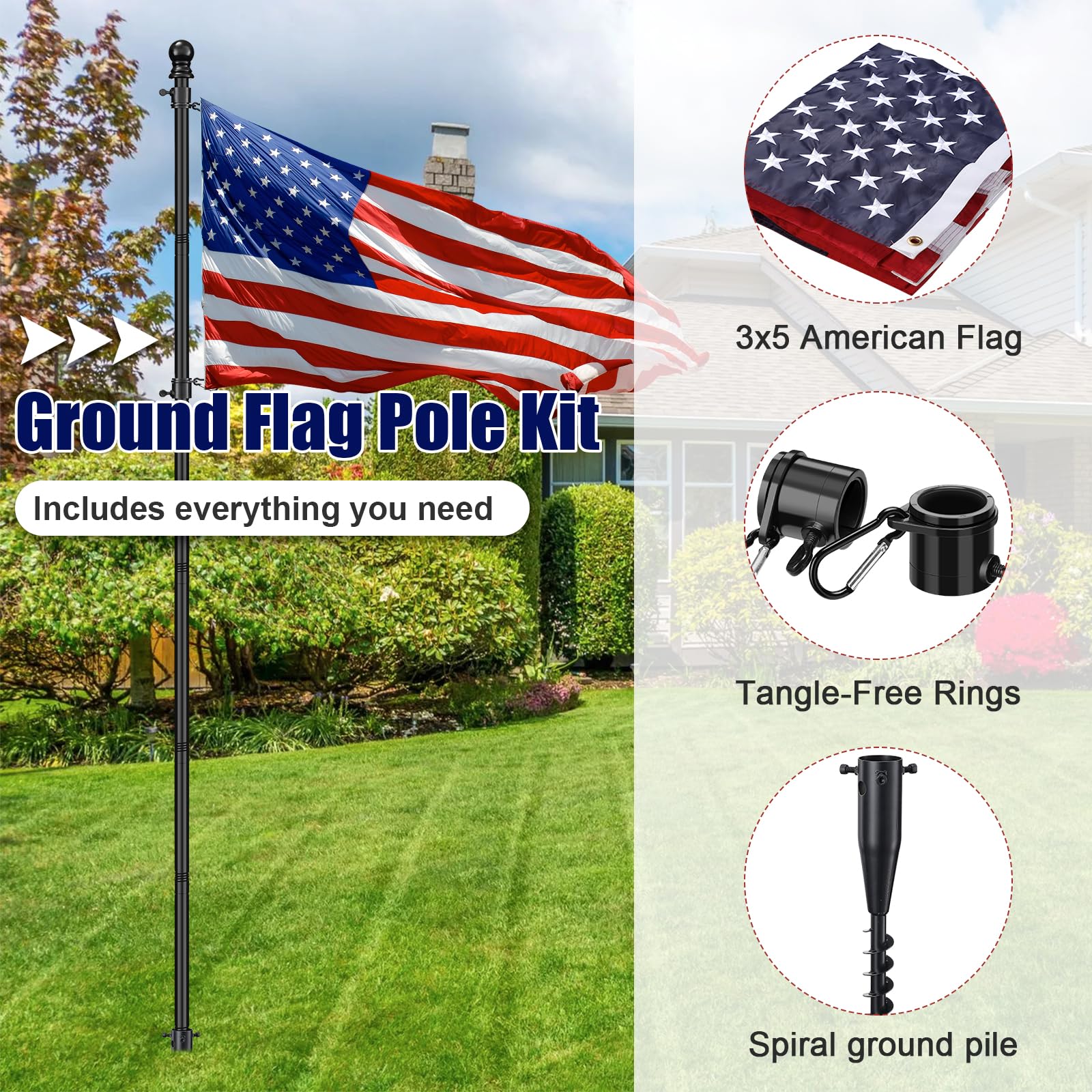 JAOTREL 3x5 USA flag stitching and brass grommets resisting weather wear