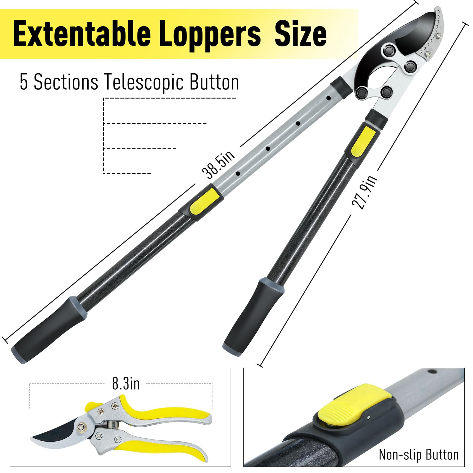 Jardineer anti-slip grips and shock bumpers detail for reduced wrist fatigue