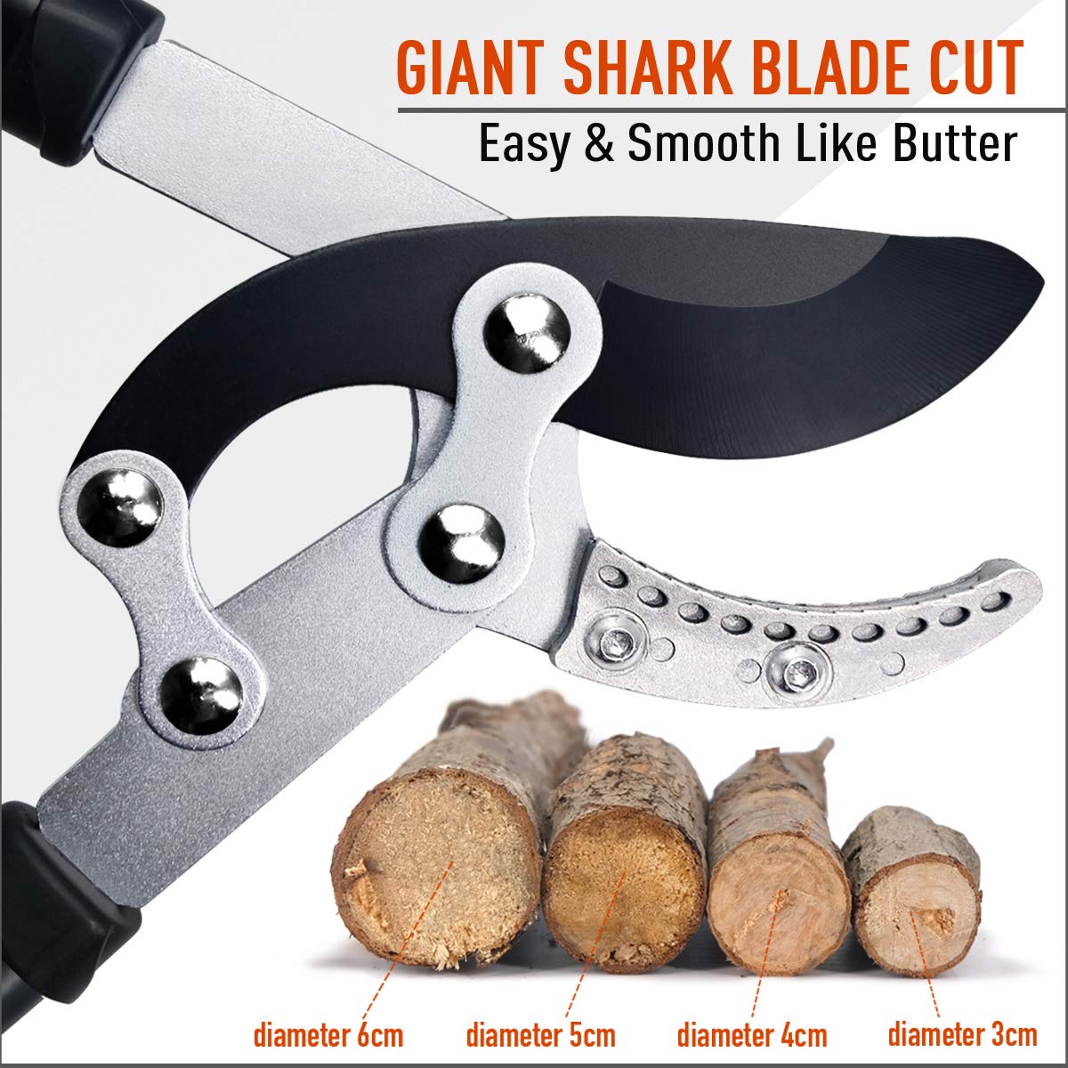Jardineer SK5 blade closeup with Teflon coating, highlights rust resistance and sharpness