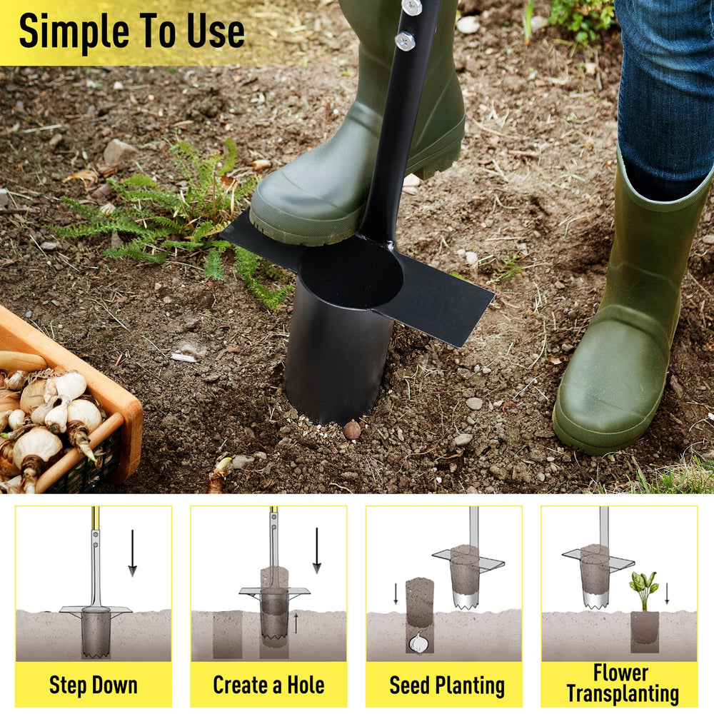 Jardineer close-up of stainless steel blade cutting soil with precision