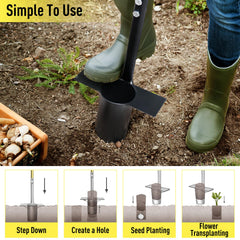 Jardineer close-up of stainless steel blade cutting soil with precision