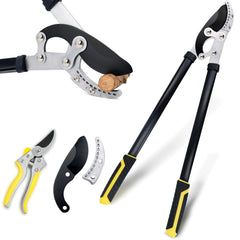 Jardineer loppers front packaging showing tool and included pruner, demonstrates complete set benefit