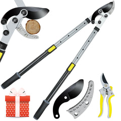 Jardineer front view of loppers showing durable frame and long reach benefit