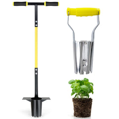 Jardineer long-handle bulb planter front view showing upright planting benefit
