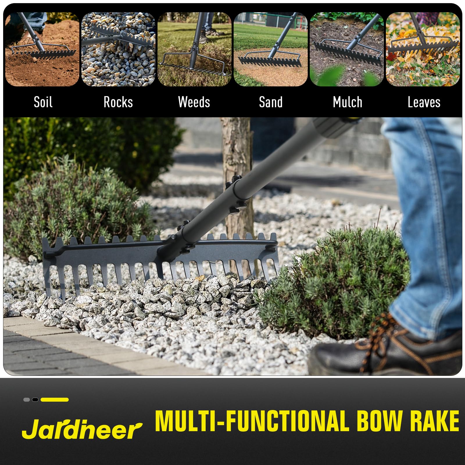 Jardineer welded handle connection close-up showing secure joint and stability benefit