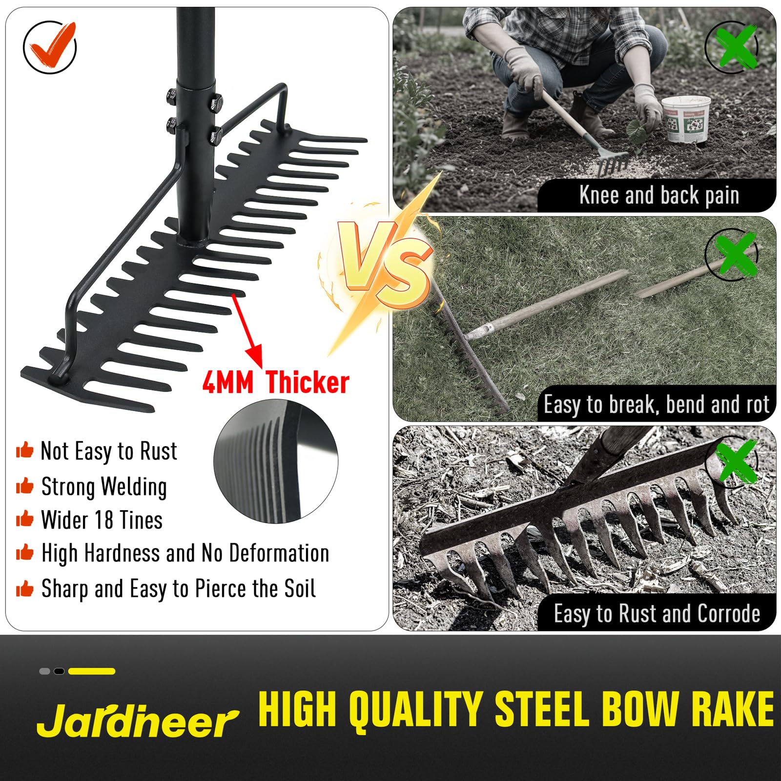 Jardineer rake spreading gravel on path showing efficient coverage and speed benefit
