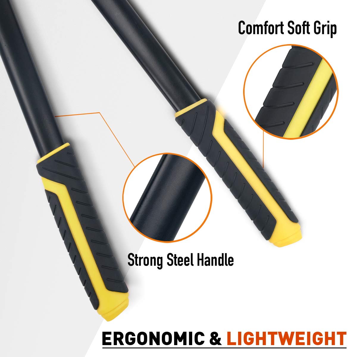 Jardineer loppers next to ruler for scale comparison, clarifies cutting capacity and reach