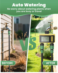 Jardirossa mounted on outdoor faucet demonstrating quick, stable installation