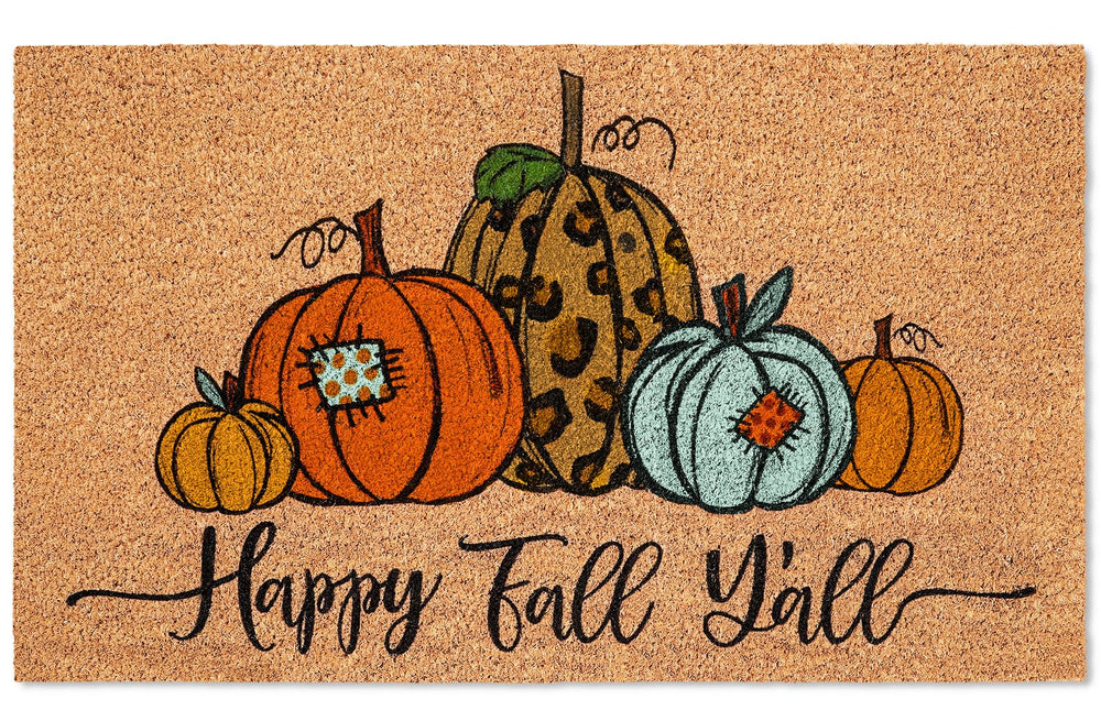 JarThenaAMCS front view pumpkin doormat welcoming seasonal style