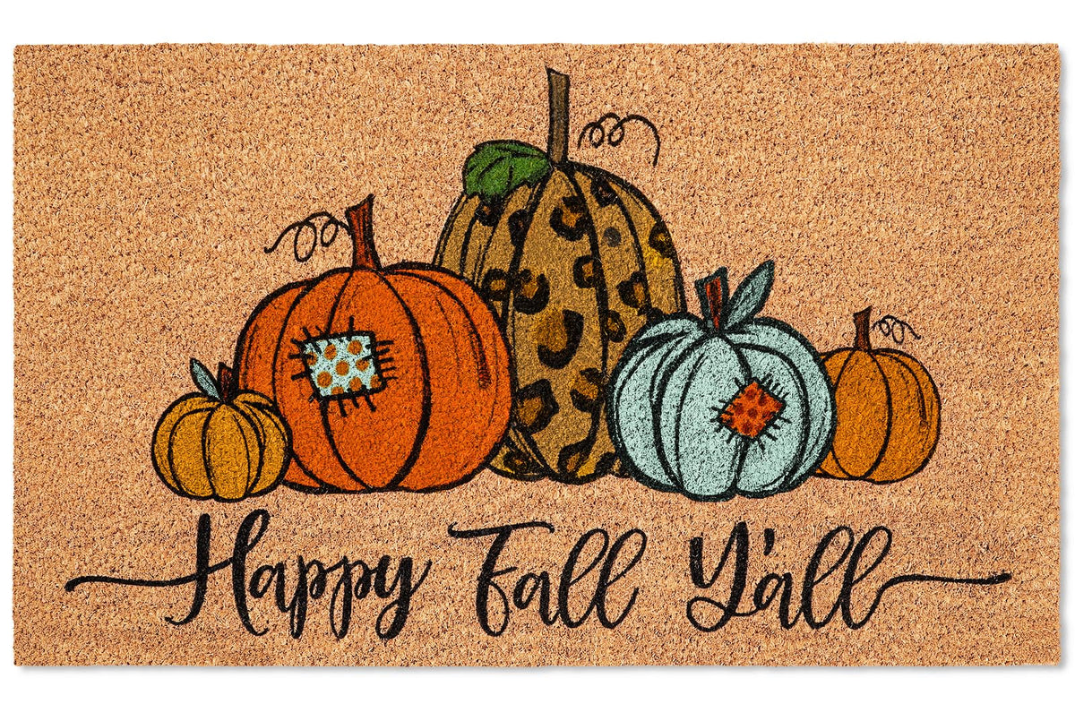 JarThenaAMCS front view pumpkin doormat welcoming seasonal style