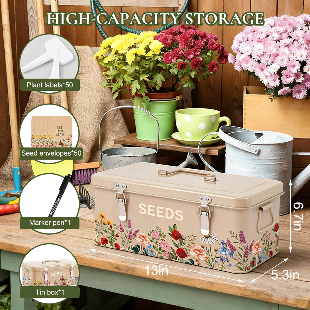 JarThenaAMCS open tin with four dividers offering organized seed compartments