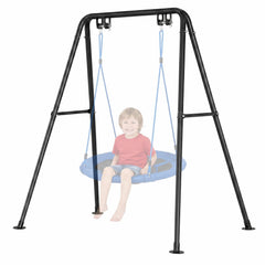 Jasdego front view of assembled metal swing frame showing stability benefit