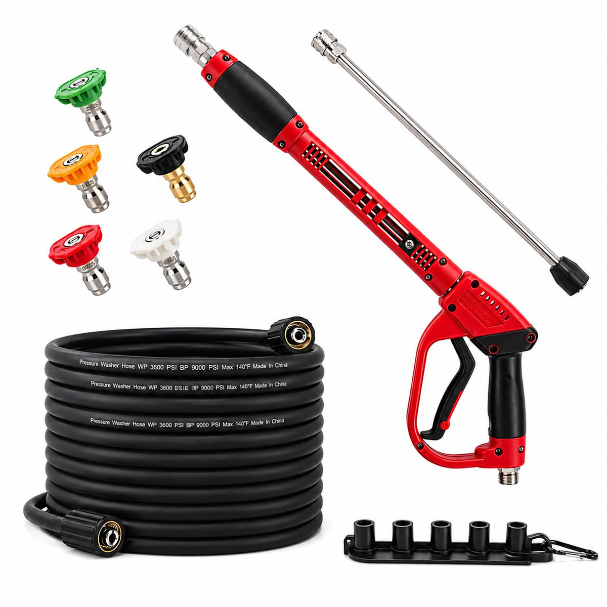 Javneo pressure washer gun and 25FT hose kit front view showing full set benefit