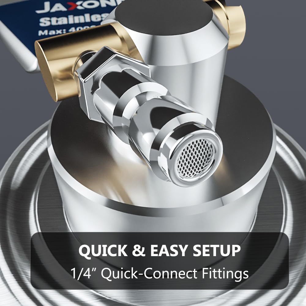 JaxonBilt next to pressure wand showing 14-inch cleaning width for time savings
