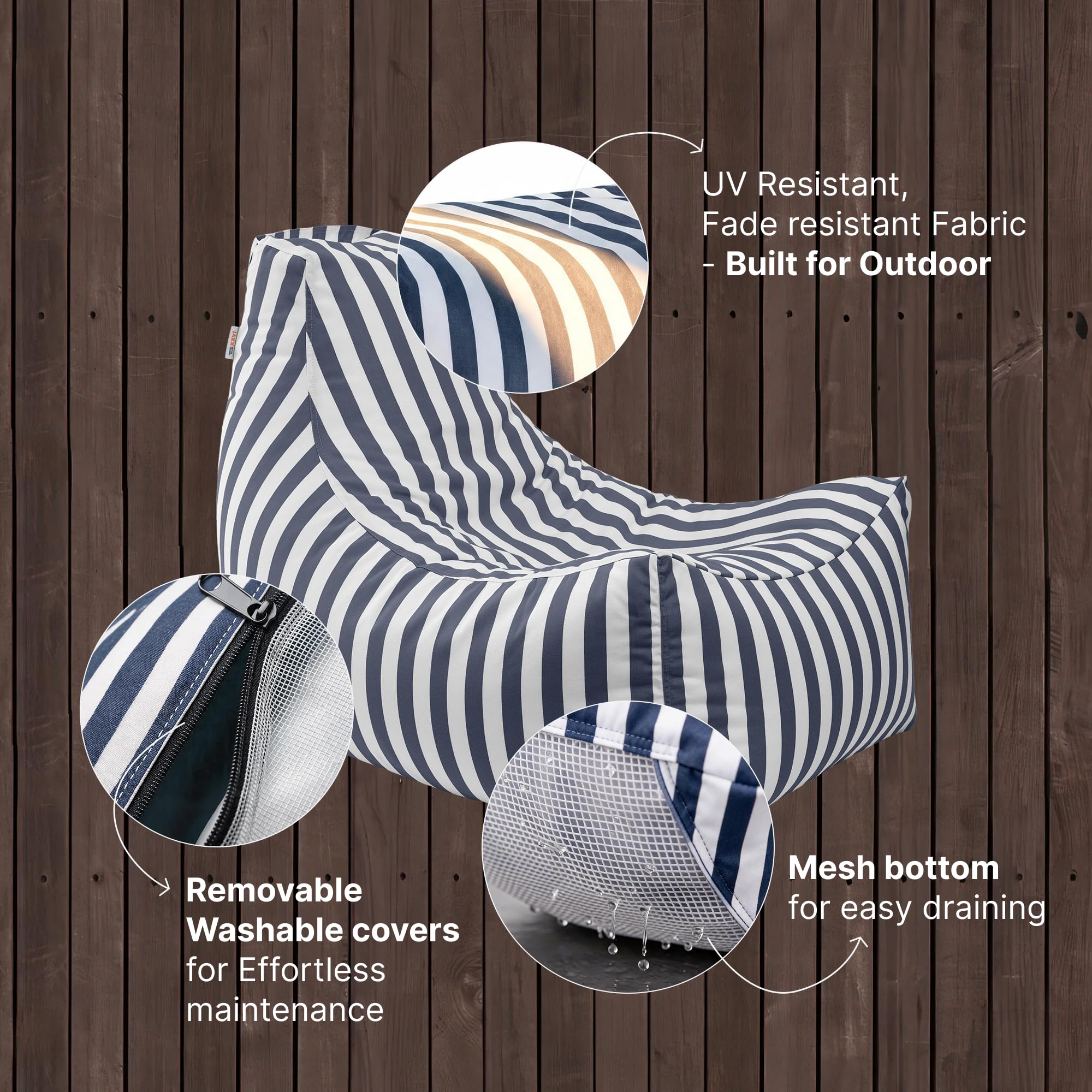 Jaxx Juniper side profile showing ergonomic shape and supportive polystyrene beads