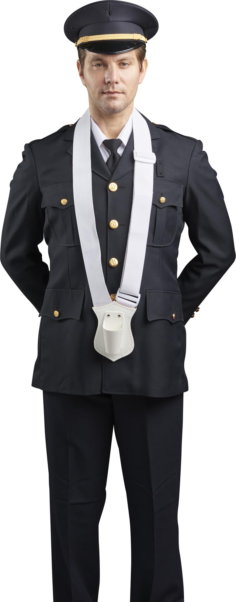 JAY-PEE carrier worn during parade illustrating stable pole carry