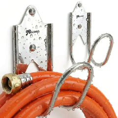 JBscoop front view of two stainless steel hangers showing rust-free finish and durability