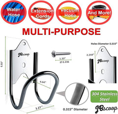 JBscoop hanger supporting a coiled garden hose for tidy storage and easy access