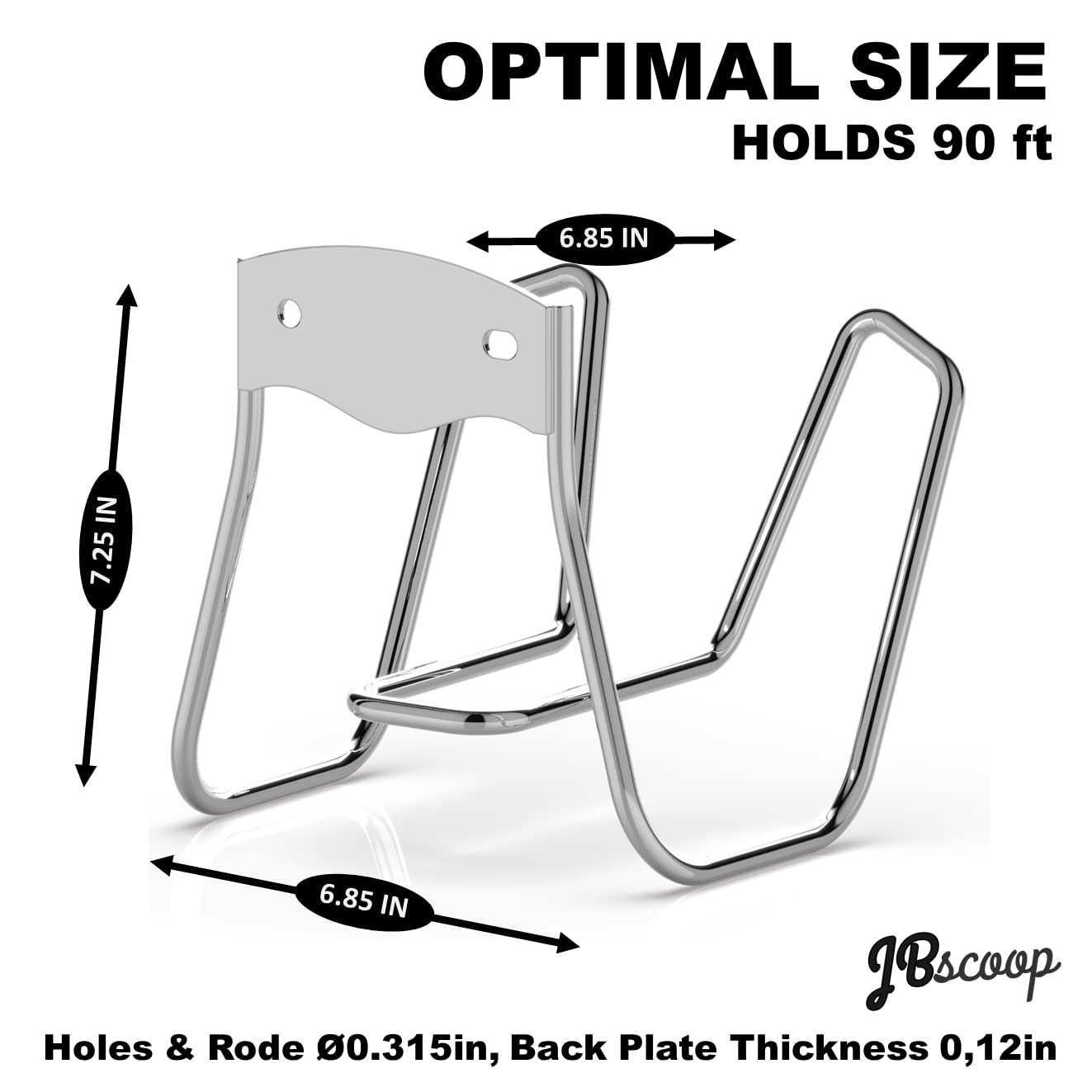 JBscoop holder beside ruler showing compact dimensions and space-saving benefit