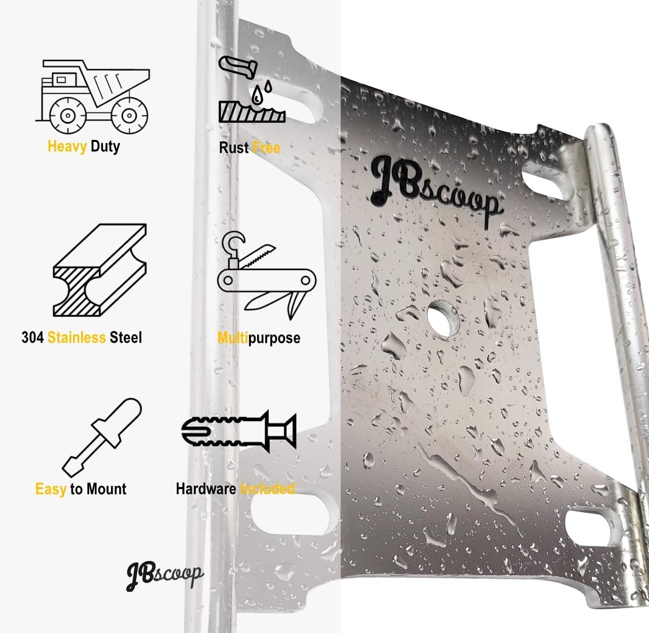 JBscoop mounted on wooden fence demonstrating secure outdoor storage benefit