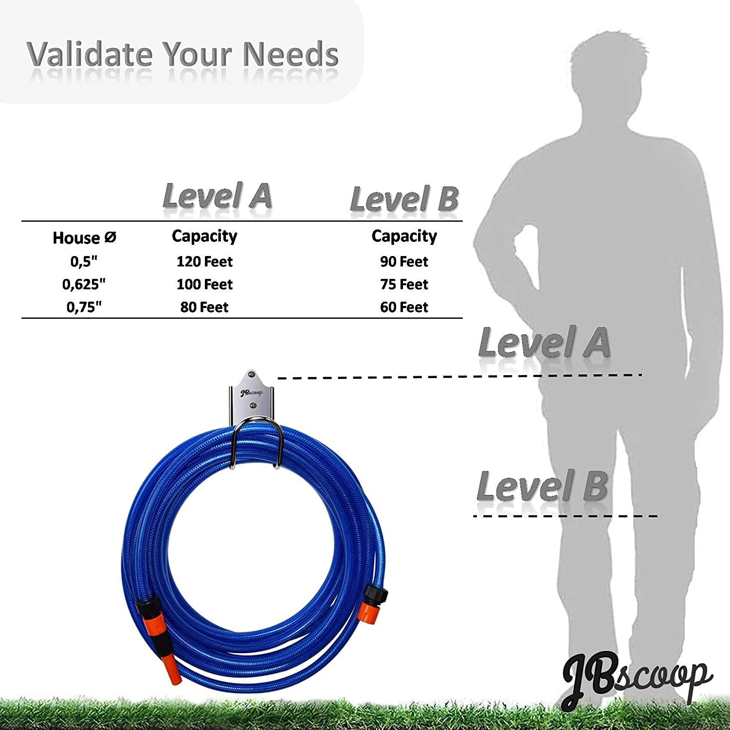 JBscoop hanger beside a hand to show scale and heavy-duty capacity