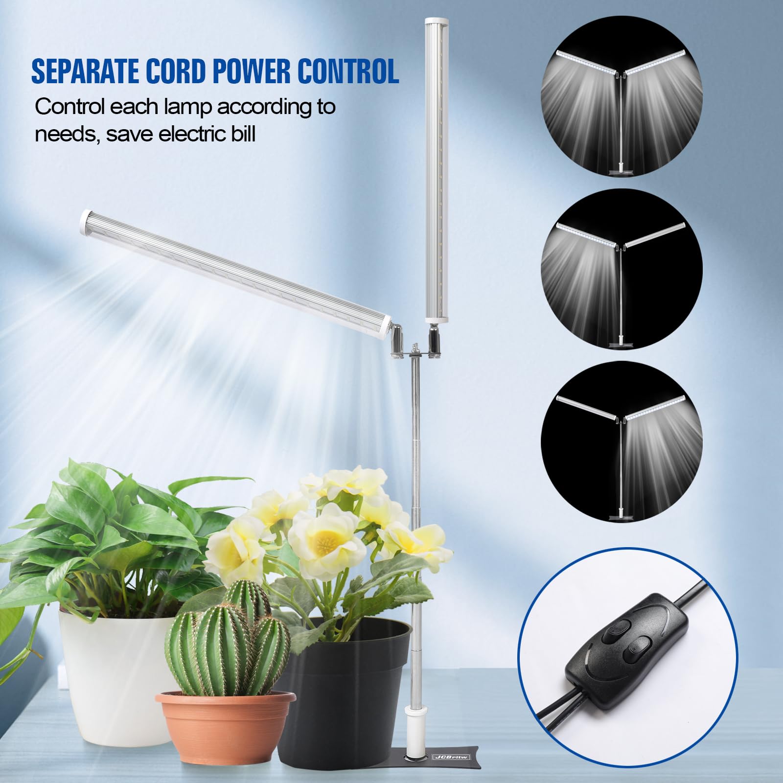JCBritw slim flat base holding pots to save floor space and stabilize the lamp