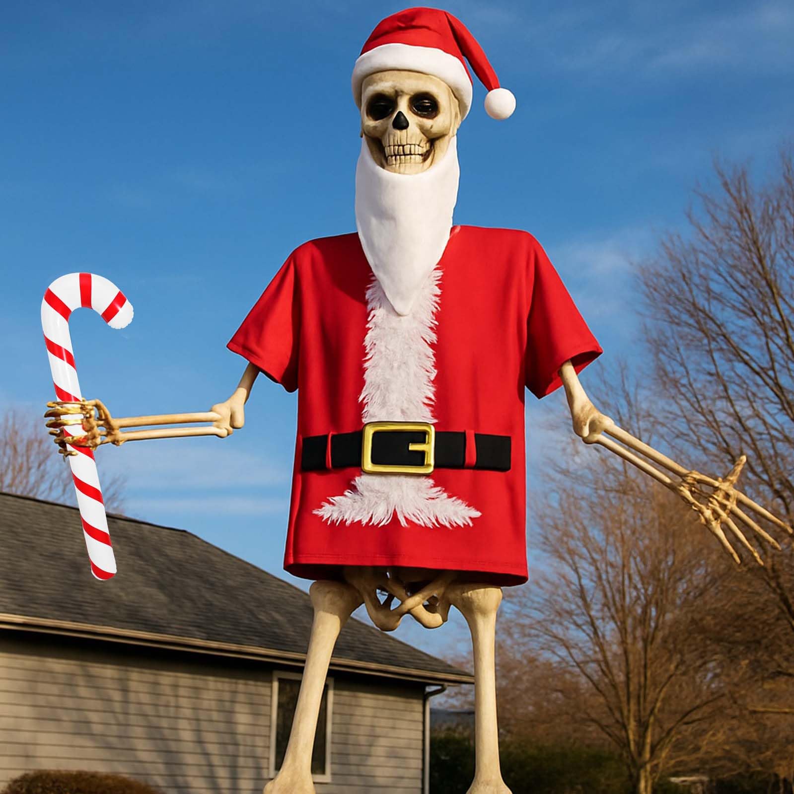 JcHrmers close-up of oversized Santa hat showing plush trim and secure fit
