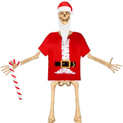 JcHrmers front view on 12ft skeleton showing festive Santa transform and curb appeal