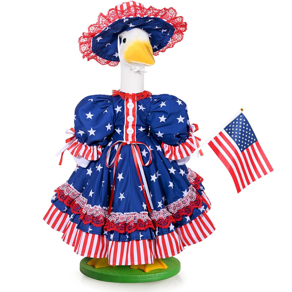 JcHrmers goose front view showing full patriotic outfit and festive curb appeal