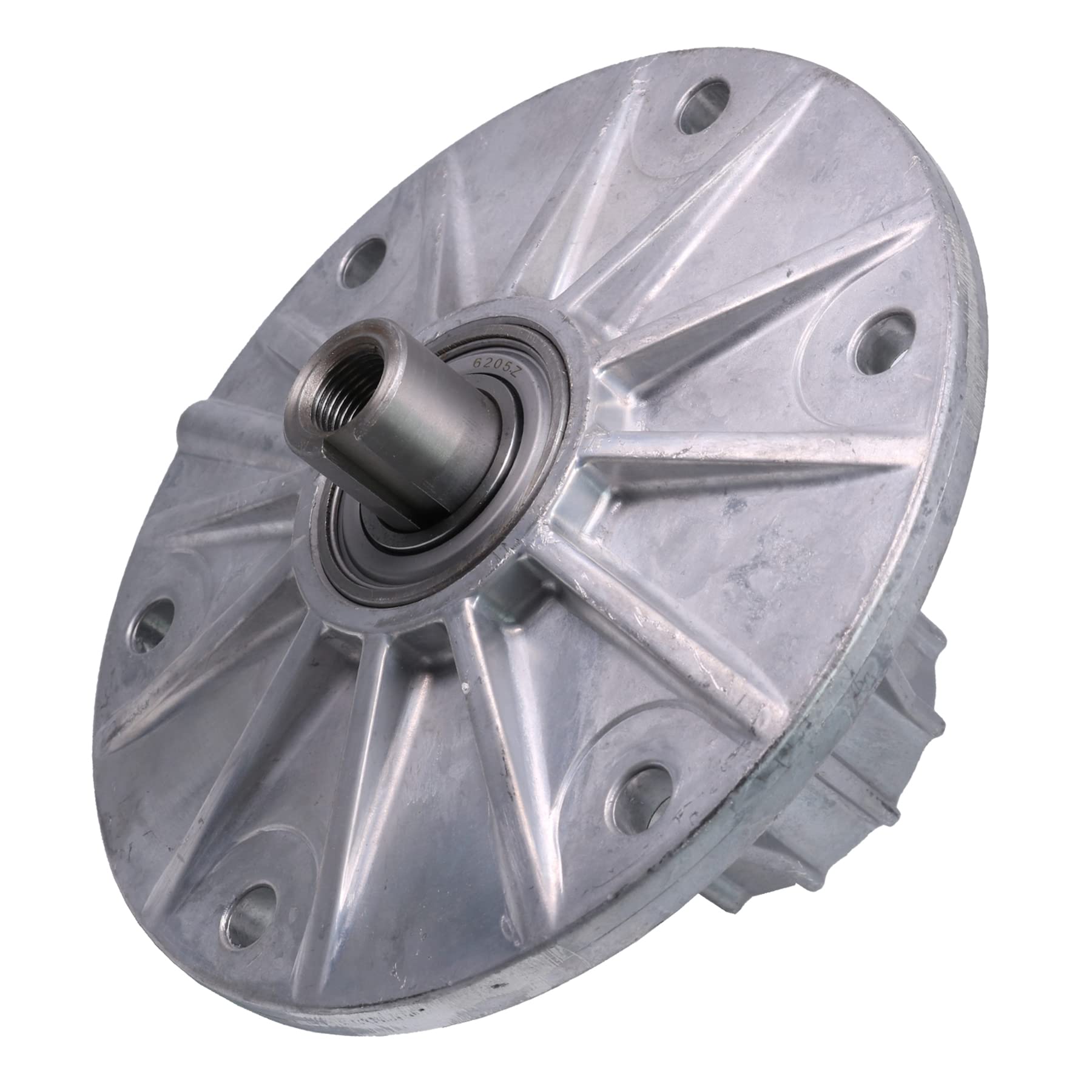 JDMSPEED spindle connected to pulley showing secure interface for efficient power transfer