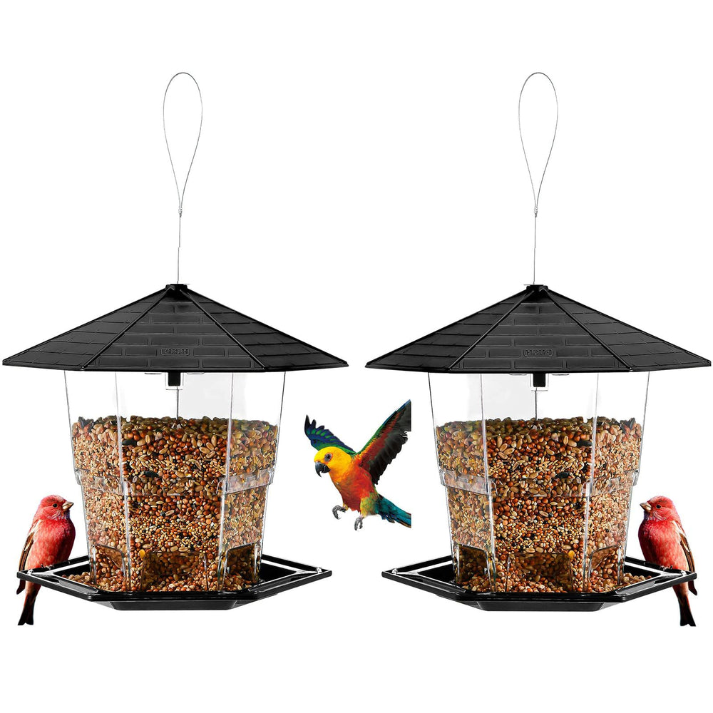 Jealoeur front view of two-pack feeder showing shape and hanging loop for easy setup