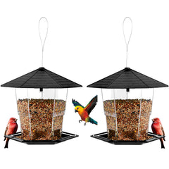 Jealoeur front view of two-pack feeder showing shape and hanging loop for easy setup