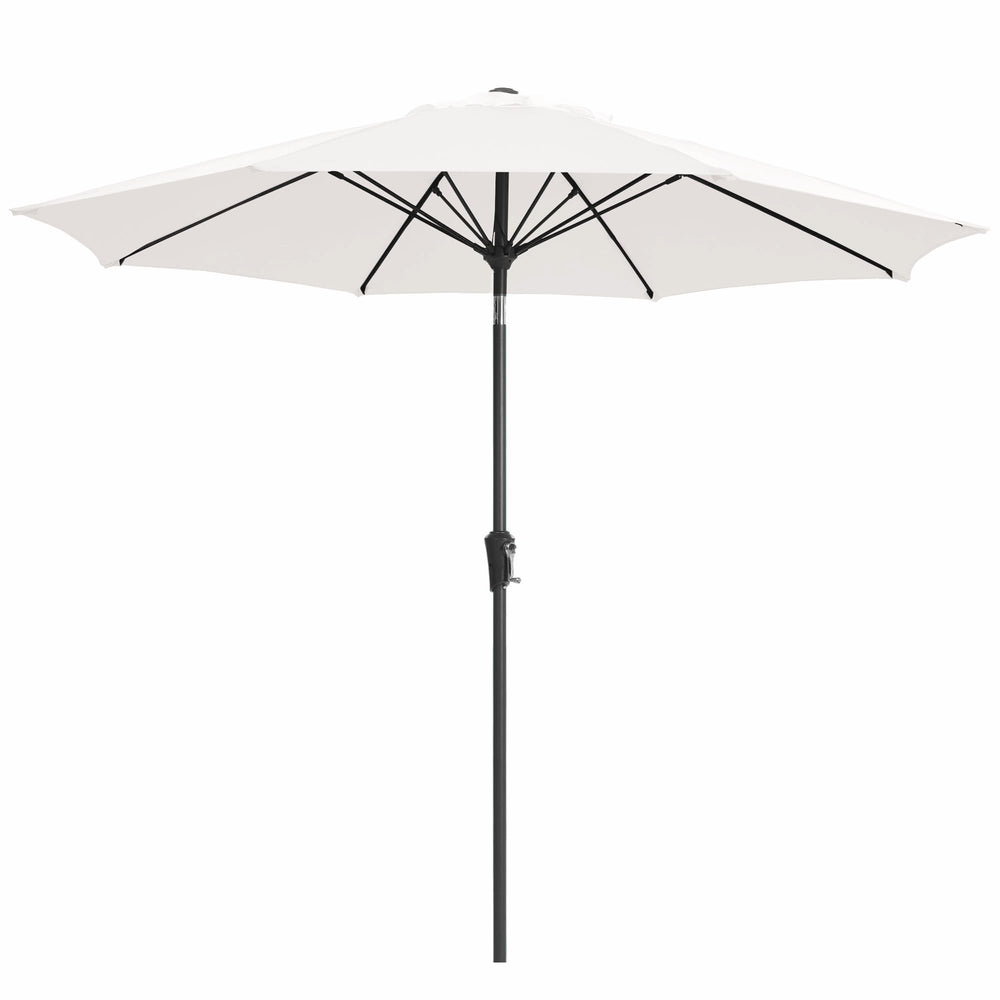 JEAREY front view of 9ft cream white umbrella providing wide shade