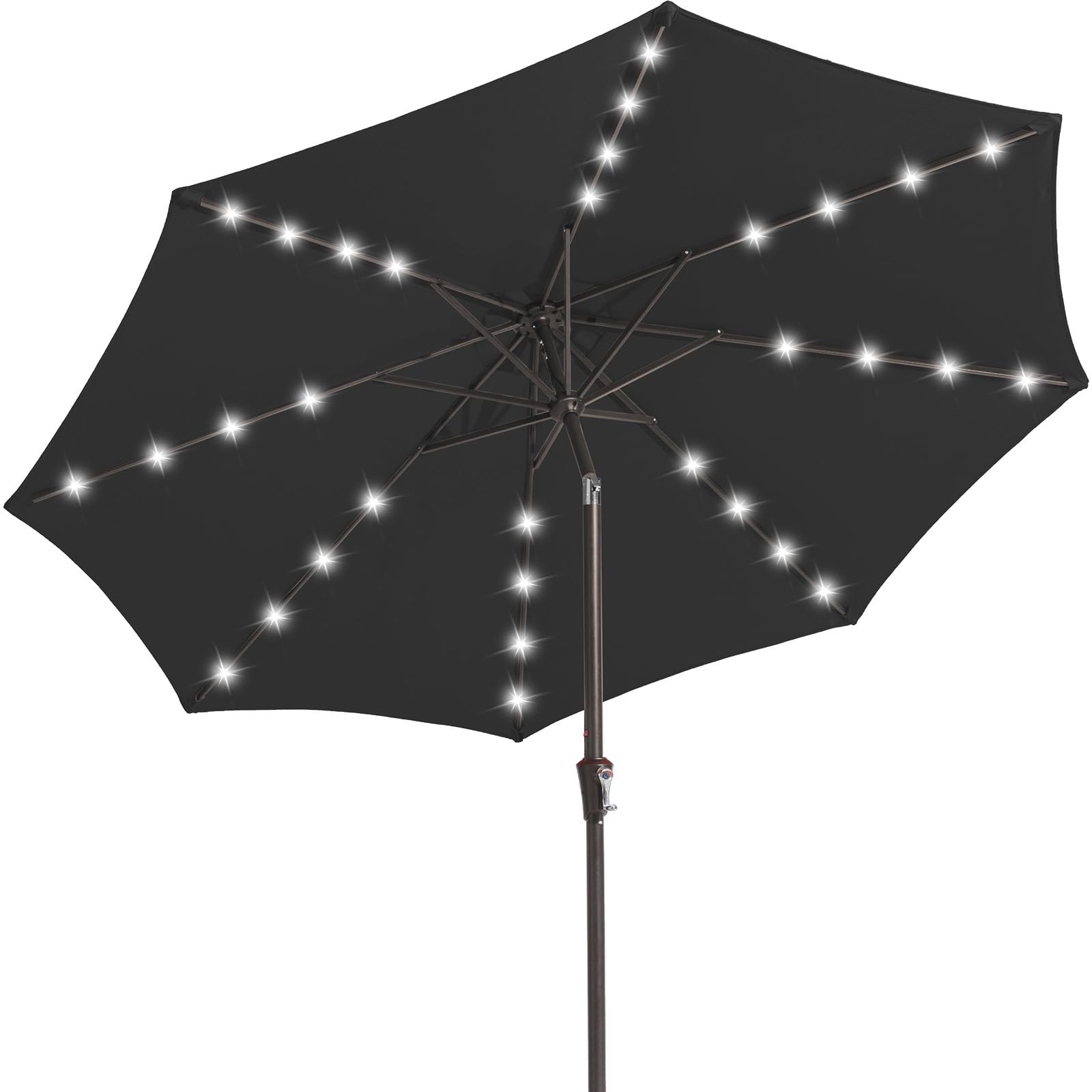 JEAREY umbrella front view showing full jet black canopy and coverage benefit
