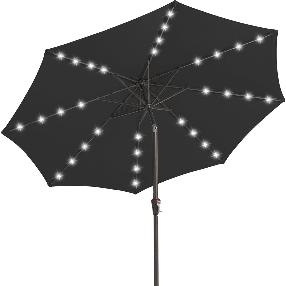 JEAREY umbrella front view showing full jet black canopy and coverage benefit