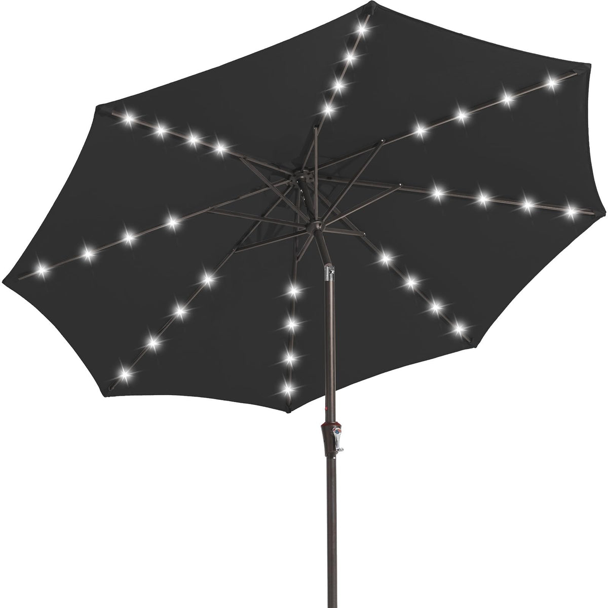 JEAREY umbrella front view showing full jet black canopy and coverage benefit