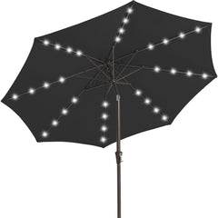 JEAREY umbrella front view showing full jet black canopy and coverage benefit