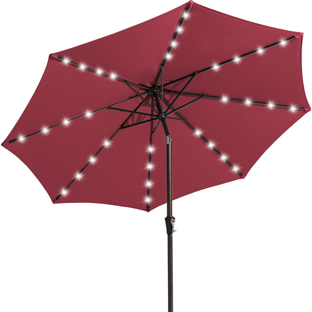 JEAREY burgandy umbrella front view showing full shade coverage and style benefit