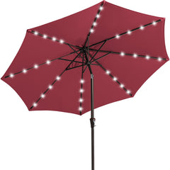 JEAREY burgandy umbrella front view showing full shade coverage and style benefit