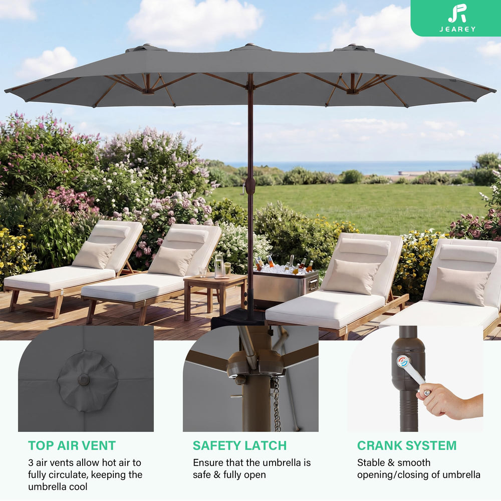 JEAREY metal crank and pole detail for effortless opening and durability benefit