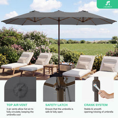 JEAREY metal crank and pole detail for effortless opening and durability benefit