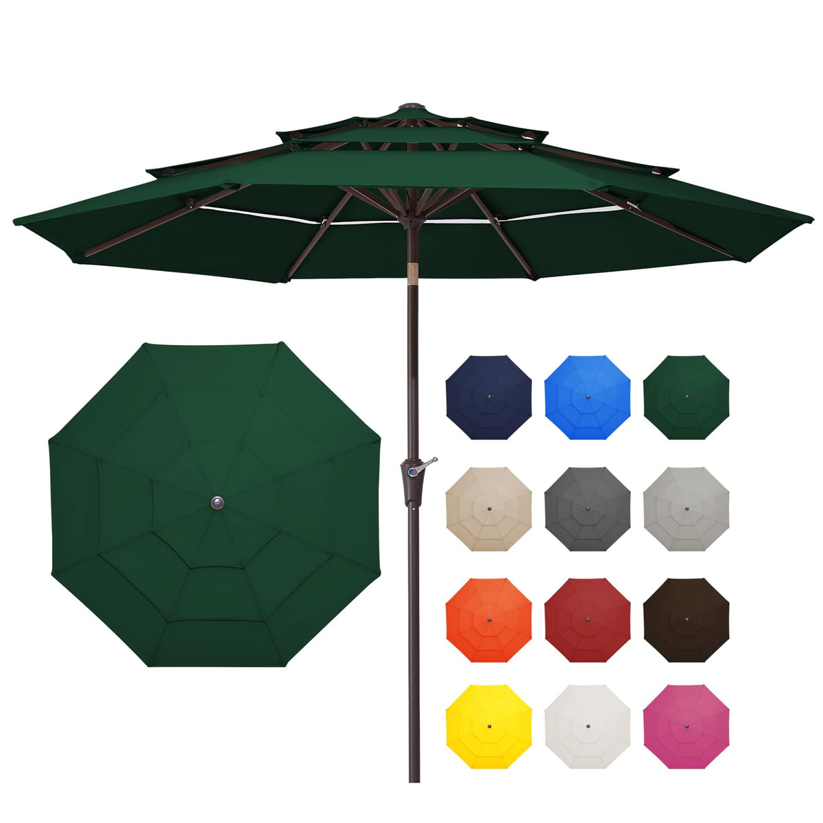 JEAREY dark green canopy front view showing full 9 ft coverage and stylish finish
