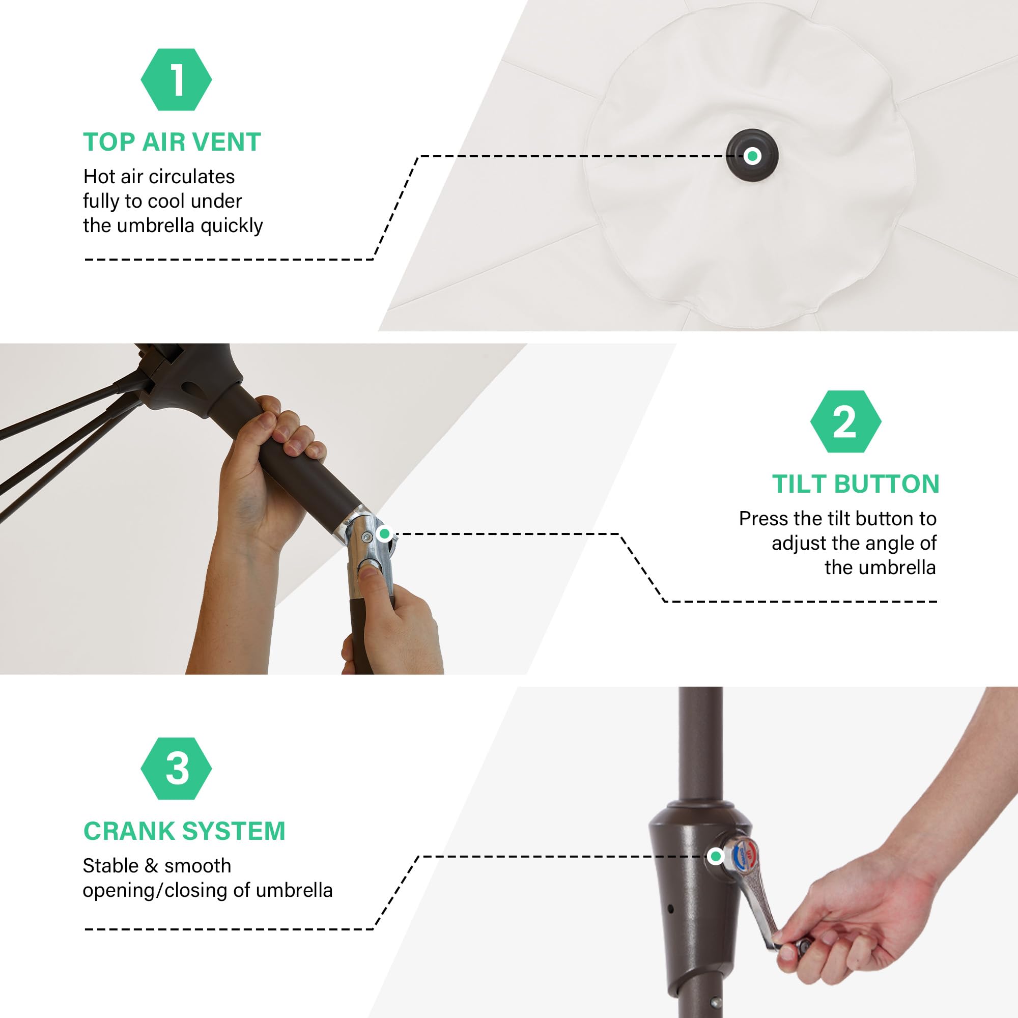 JEAREY detachable 1.5-inch pole and quick assembly for easy storage