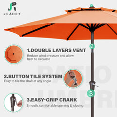 JEAREY powder-coated pole and eight sturdy ribs for rust resistance