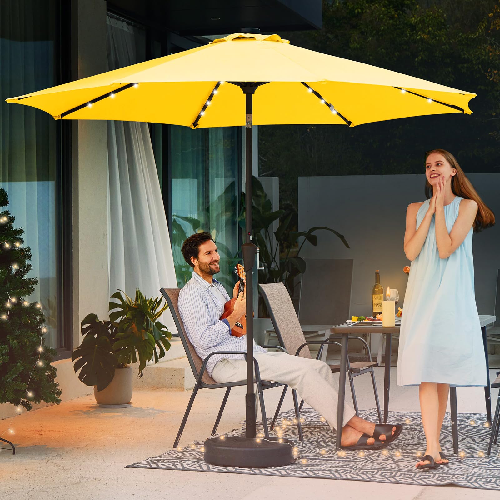 JEAREY folded umbrella with sewn-in velcro strap showing compact storage benefit