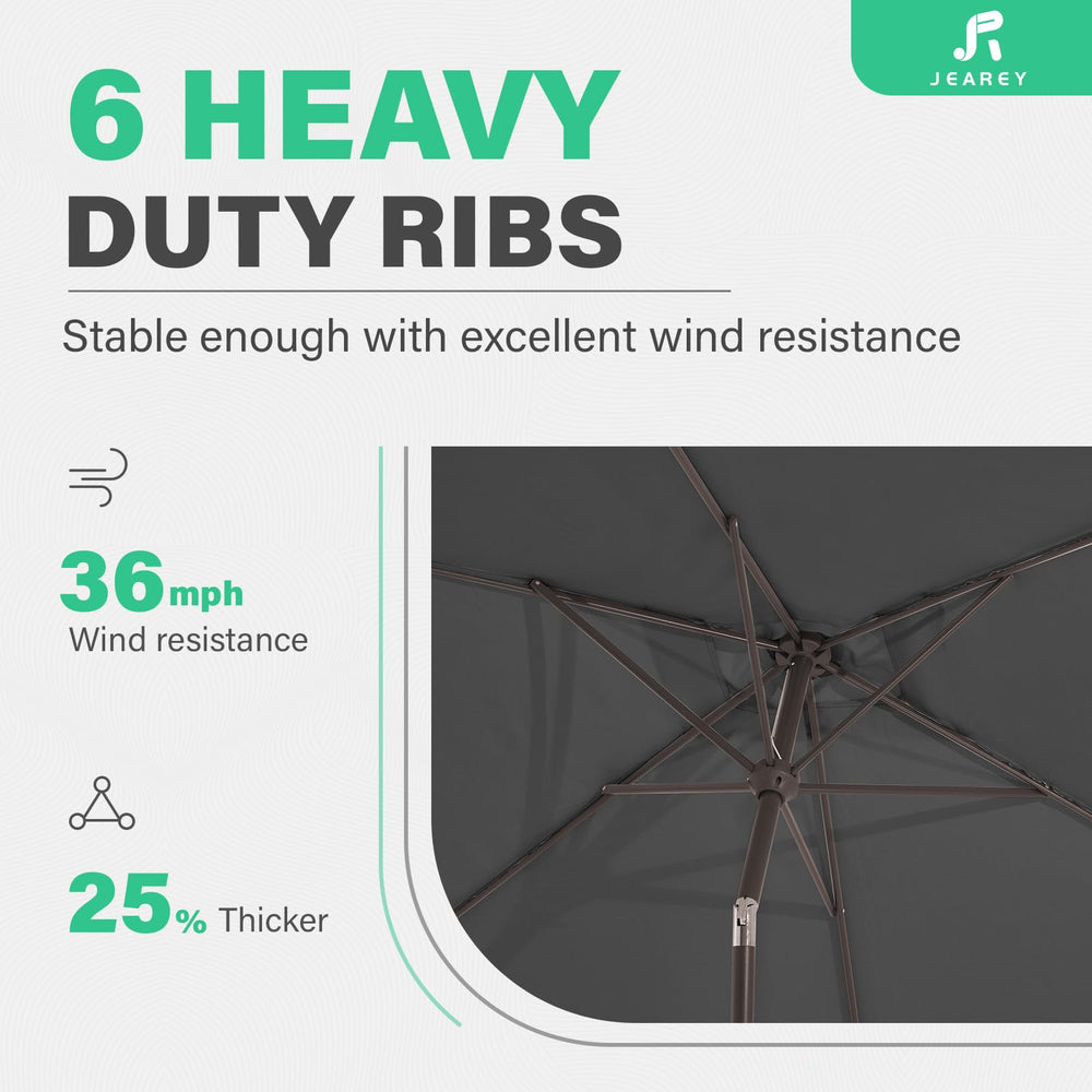 JEAREY folded umbrella showing compact storage and assembled rib design