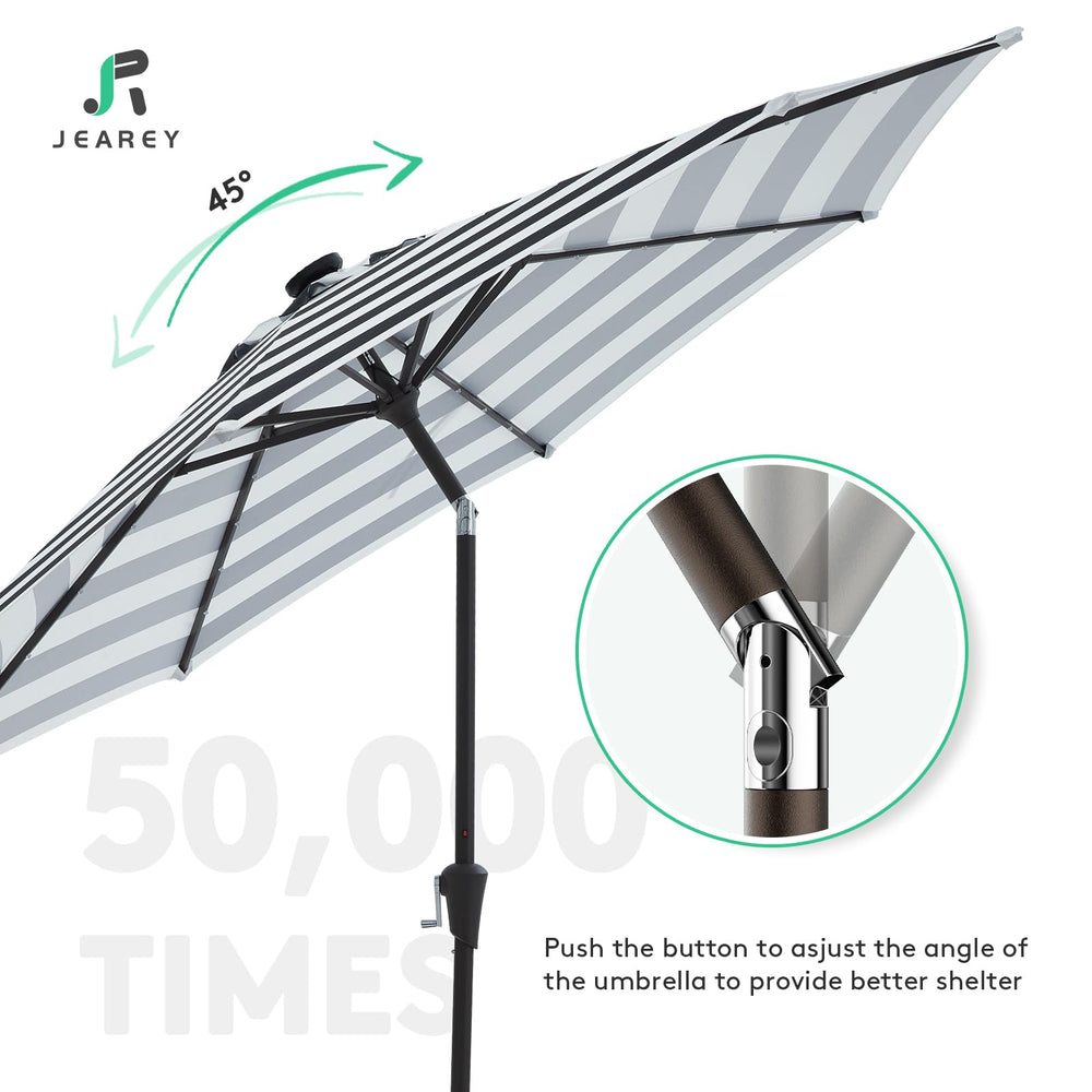 JEAREY umbrella folded with sewn-in Velcro strap, compact storage that protects canopy between uses